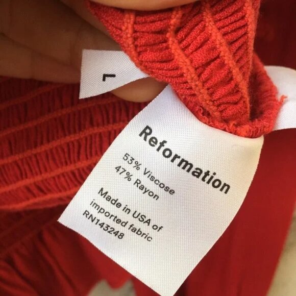 Reformation Francis Top Smocked Blouse Size L - Picture 10 of 10